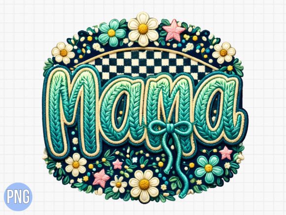 Download Embroidered Mama Floral Checkerboard PNG - Mama Collection