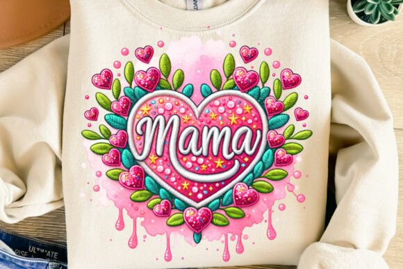 Download Embroidered Mama Flower Heart Png - Mama Collection