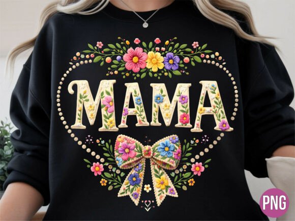 Download Spring Floral Mama Embroidery Bow PNG - Mama Collection