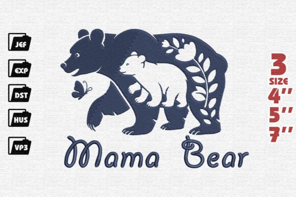 Download Mama Bear and Cub Embroidery Design - Mama Collection