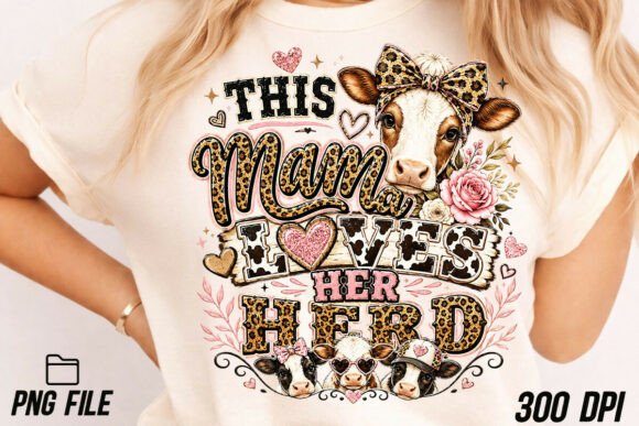 Download This Mama Loves Her Herd Cow T-shirt PNG - Mama Collection