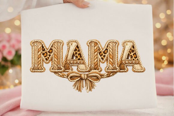 Download Mama Girly Bow Leopard Faux Yarn Png - Mama Collection
