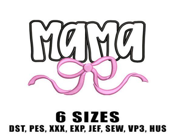 Download Mama Pink Bow Ribbon Embroidery Design - Mama Collection