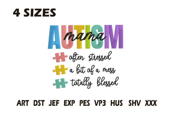 Download Autism Mama Embroidery Design Blessed - Mama Collection