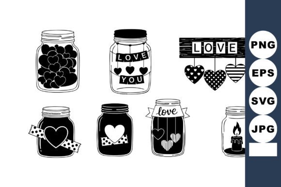 Download Love Heart Jars Romantic Design - Premium Bundle
