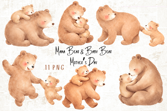 Download Mama Bear &amp; Baby Bear Mother’s Day PNG - Mama Collection