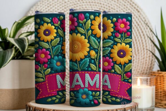 Download Embroidered Mama Floral 20oz Tumbler Wra - Mama Collection