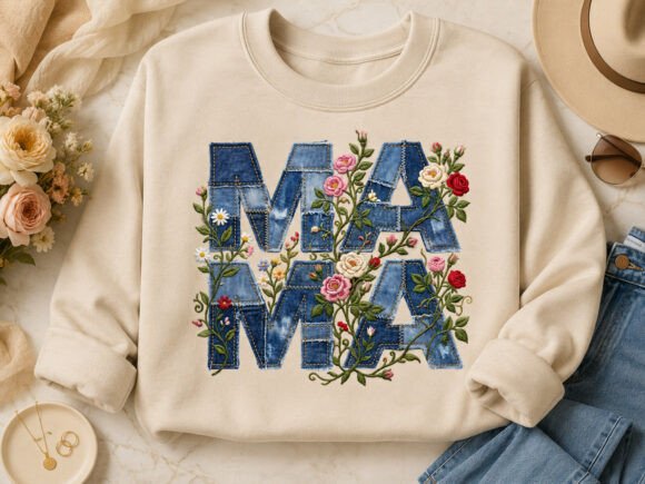 Download Denim Floral Mama Design - Mama Collection