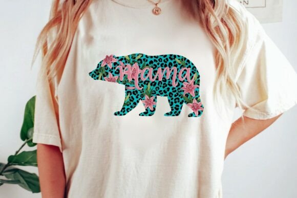Download Mama Bear Floral Leopard Print Desig Png - Mama Collection