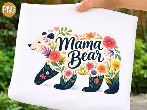 Download Mama Bear Floral Silhouette Pink PNG - Mama Collection